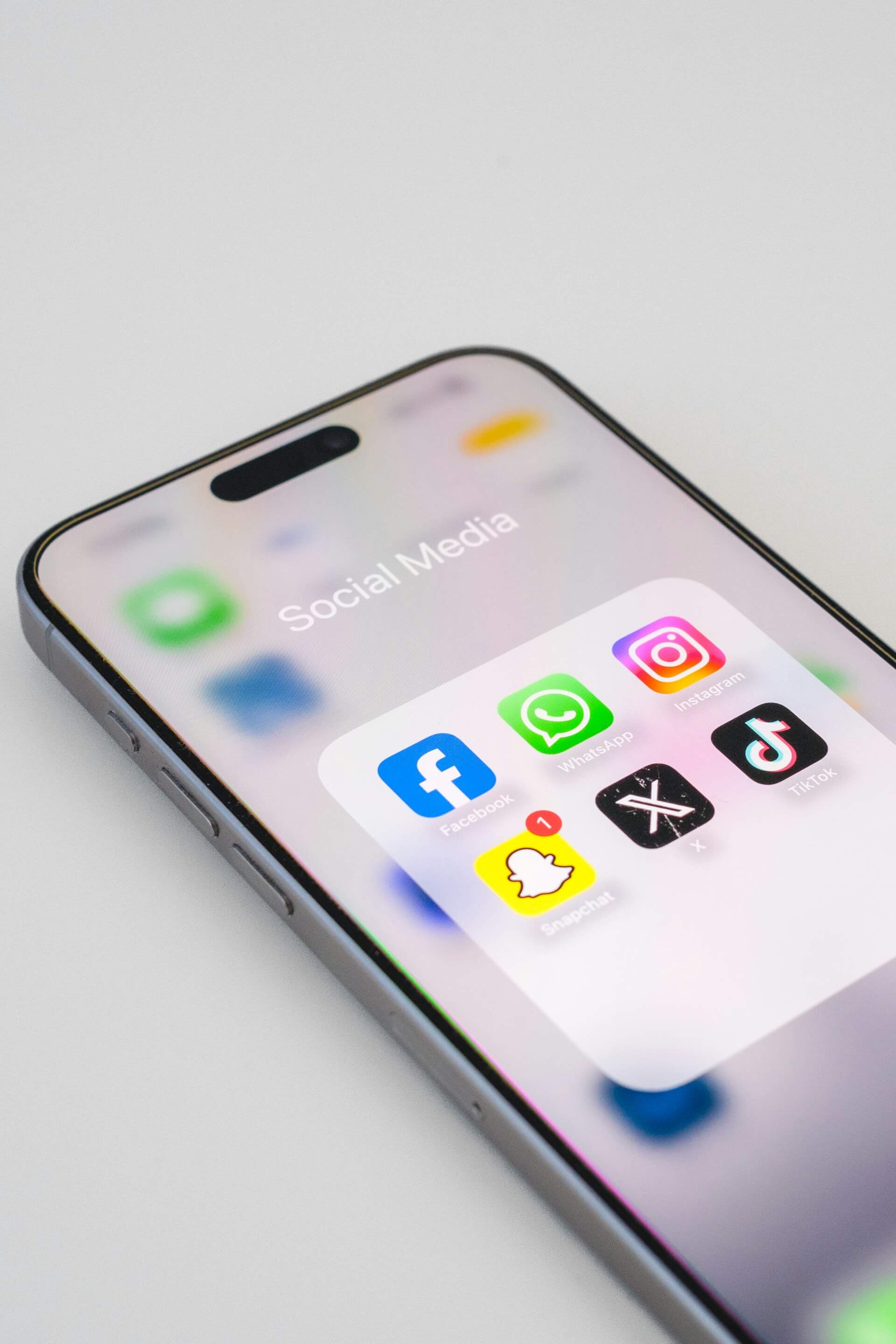 Smartphone screen displaying various social media app icons